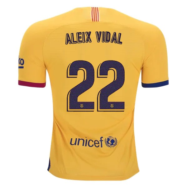 Maillot Football Barcelone NO.22 Aleix Vidal Exterieur 2019-20 Jaune